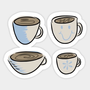 Cute Cartoon Coffee Mugs Sticker